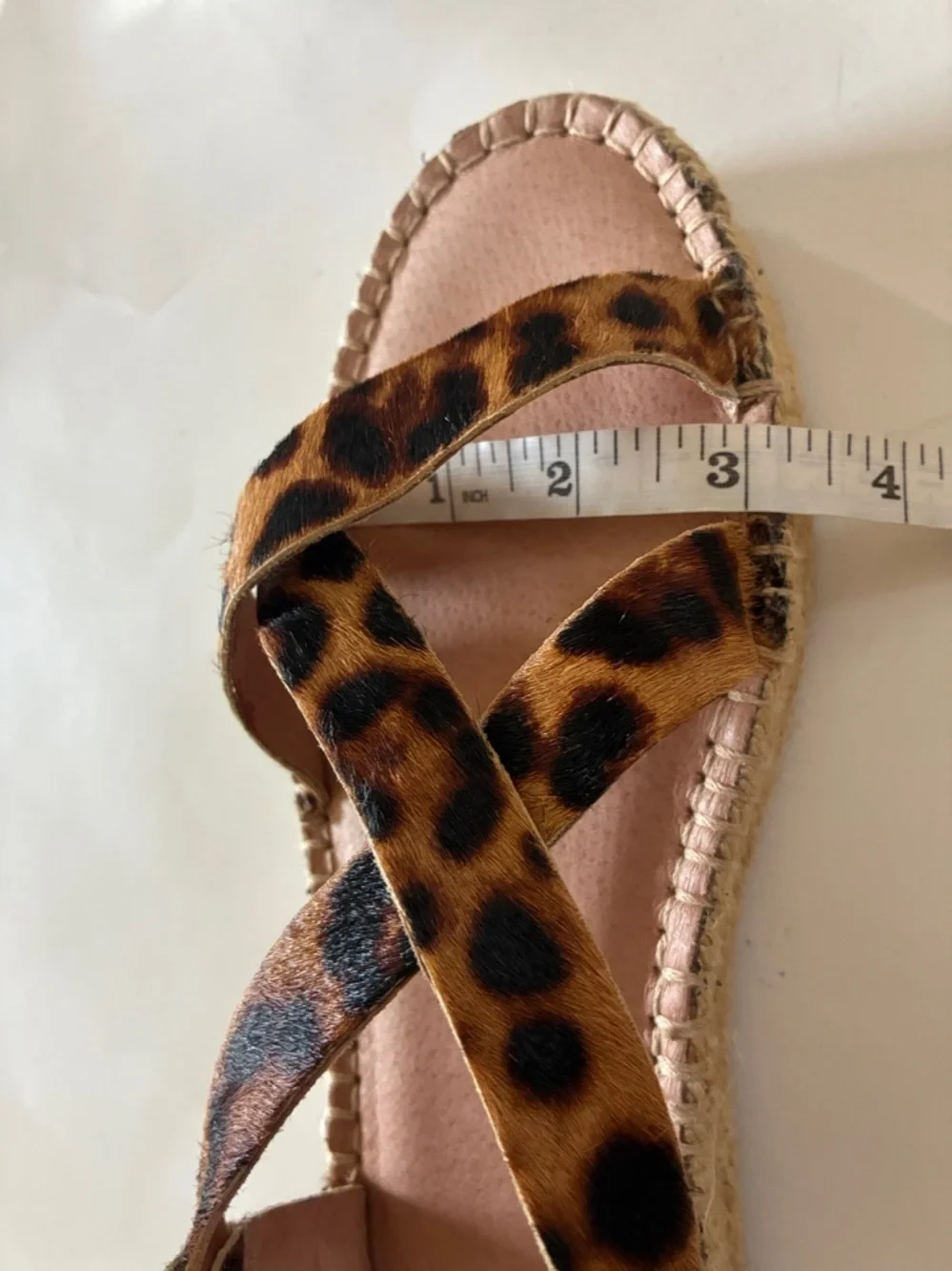 Madewell Malia Asymmetric Leopard Leather Calf Hair Espadrille Sandal Size 91/2